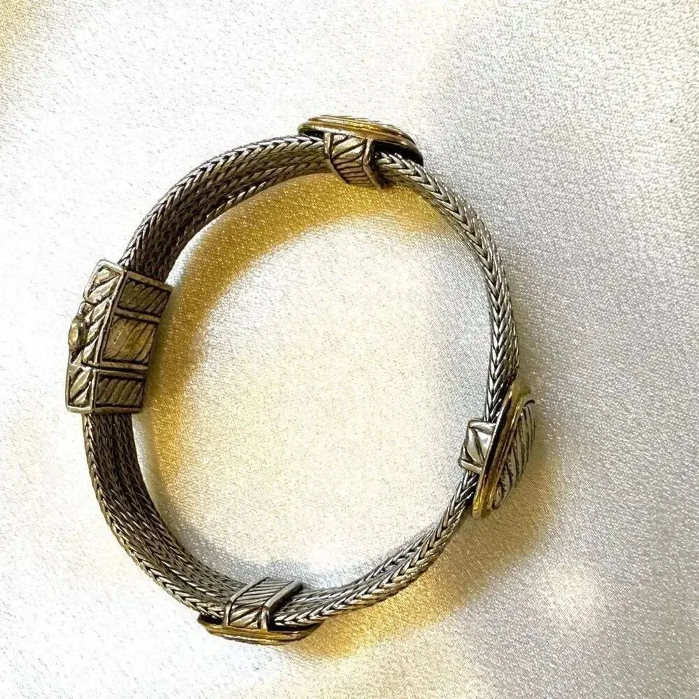 Two tone square multi chain bracelet